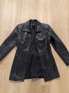 Danier Black Women's Leather Longline Jacket